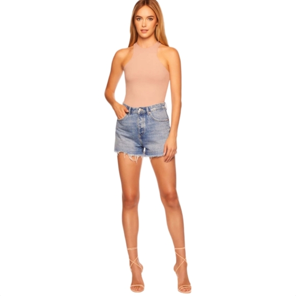 Susana Monaco Vista High Neck Halter Tank Top XS Brioche Nude Pink NWT - Picture 2 of 10